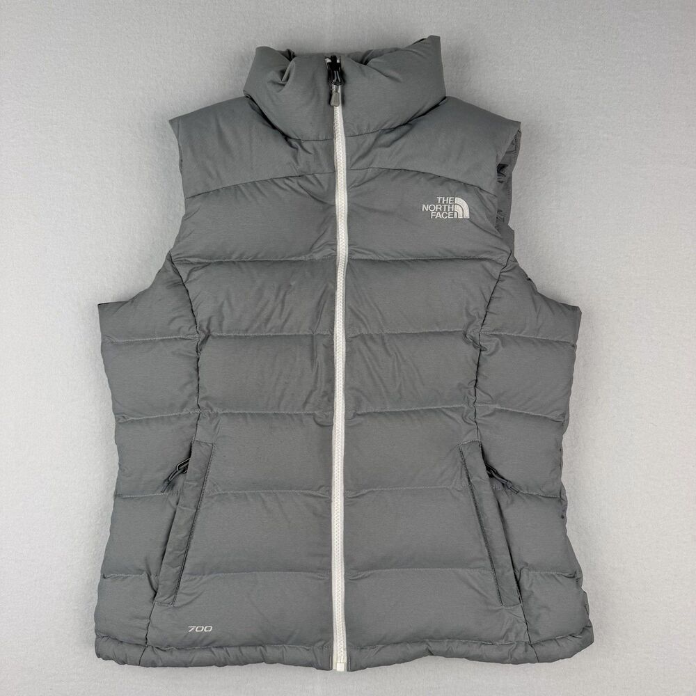 The North Face 700 Down Puffer Vest Women's Medium Gray Quilted Full Zip